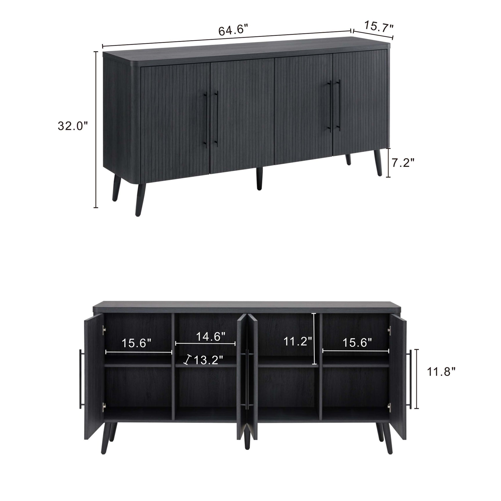 Jodie Sideboard in Charcoal Grey - Ornate Home
