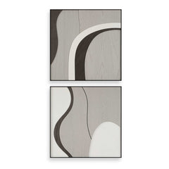 Joel Brown/Gray Modern Wood Wall Art (Set of 2) - Ornate Home