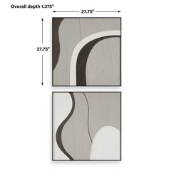 Joel Brown/Gray Modern Wood Wall Art (Set of 2) - Ornate Home