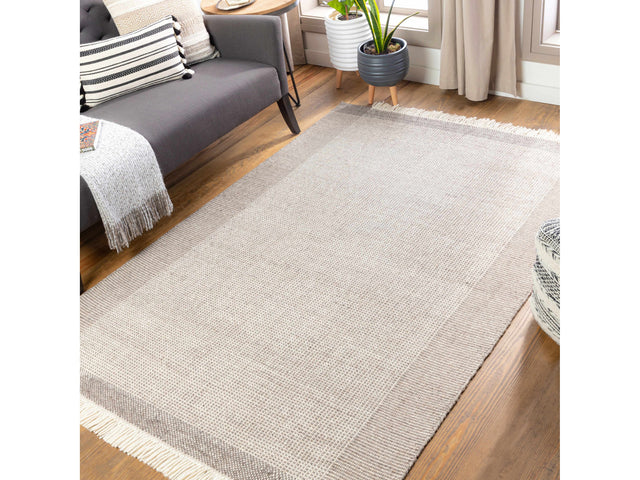 Joelle Beige Grid Wool Rug - Ornate Home