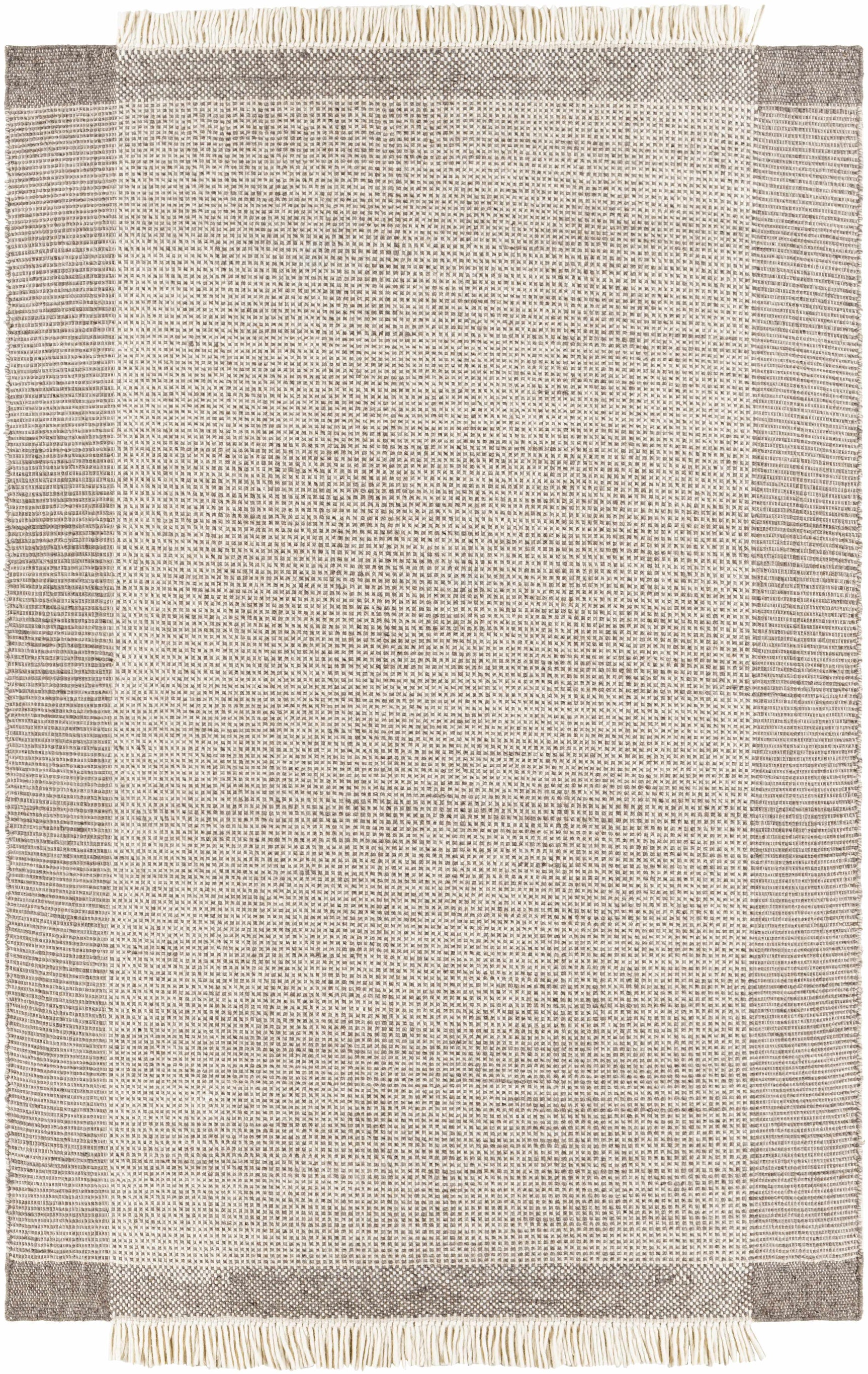 Joelle Beige Grid Wool Rug - Ornate Home