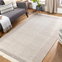 Joelle Beige Grid Wool Rug - Ornate Home