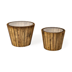 John Brown Paul Wood with Glass Accent Tables (Set of 2) - Ornate Home