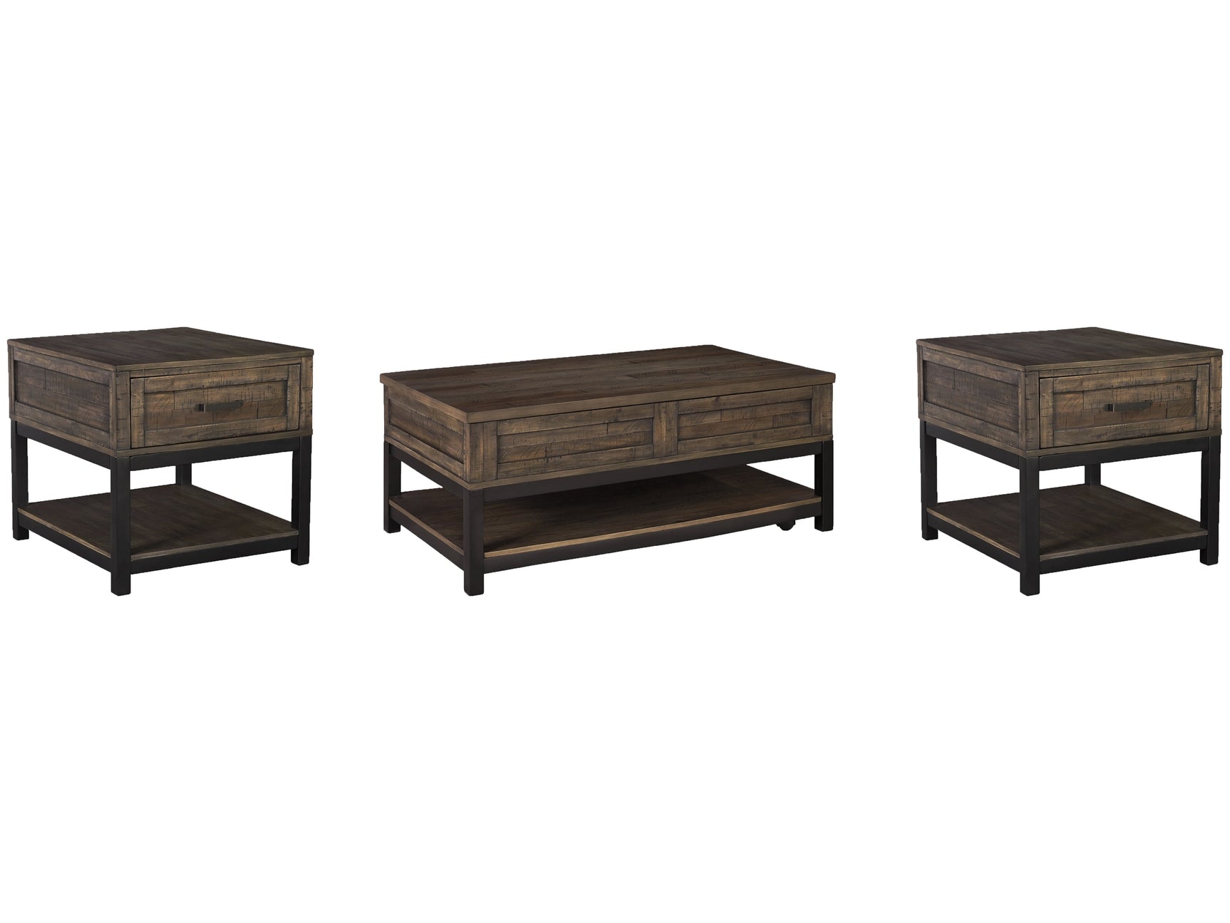 Johurst Grayish Brown Lift-top Coffee Table and 2 End Tables (Online Special Price) - Ornate Home
