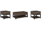 Johurst Grayish Brown Lift-top Coffee Table and 2 End Tables - Ornate Home
