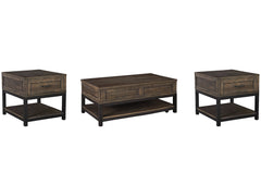 Johurst Grayish Brown Lift-top Coffee Table and 2 End Tables - Ornate Home