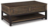 Johurst Grayish Brown Lift-top Coffee Table and 2 End Tables - Ornate Home