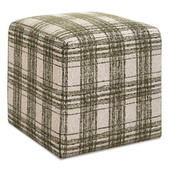 Joie Ireland Green/White Plaid Ottoman - Ornate Home