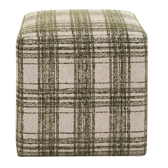 Joie Ireland Green/White Plaid Ottoman - Ornate Home