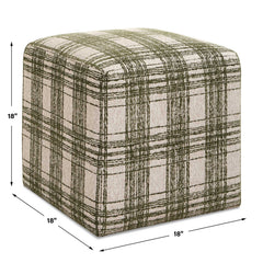 Joie Ireland Green/White Plaid Ottoman - Ornate Home