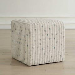 Joie White Chenille Ottoman - Ornate Home