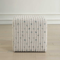 Joie White Chenille Ottoman - Ornate Home