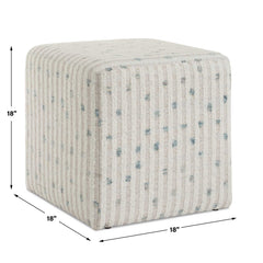 Joie White Chenille Ottoman - Ornate Home