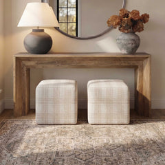 Joie White Porcelain Plaid Ottoman - Ornate Home