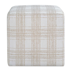 Joie White Porcelain Plaid Ottoman - Ornate Home