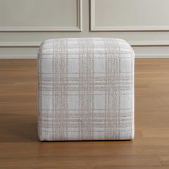 Joie White Porcelain Plaid Ottoman - Ornate Home