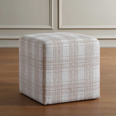 Joie White Porcelain Plaid Ottoman - Ornate Home
