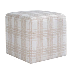Joie White Porcelain Plaid Ottoman - Ornate Home
