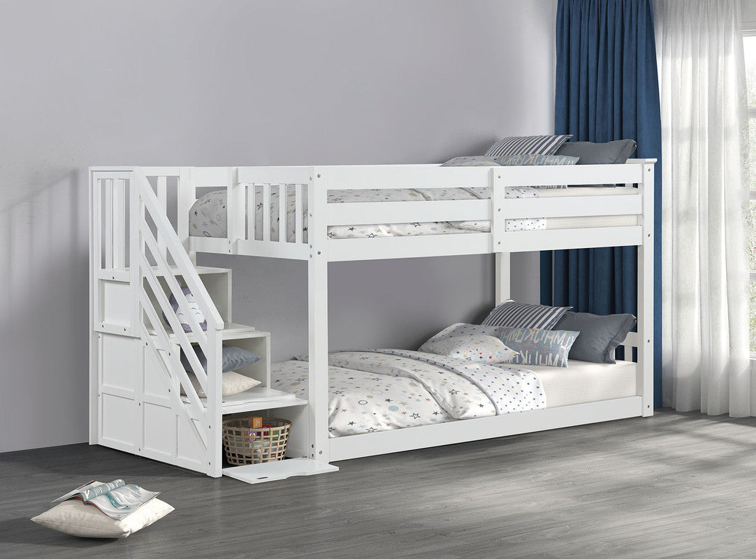 Jojo White Twin Bunk Bed - Ornate Home