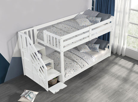Jojo White Twin Bunk Bed - Ornate Home