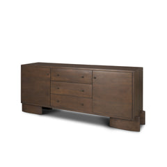 Jonan Dark Brown/Dark Aged Brass Wood 2 Door 3 Drawer Sideboard