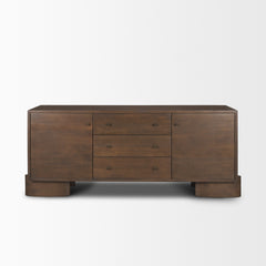 Jonan Dark Brown/Dark Aged Brass Wood 2 Door 3 Drawer Sideboard