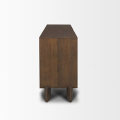 Jonan Dark Brown/Dark Aged Brass Wood 2 Door 3 Drawer Sideboard