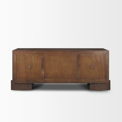 Jonan Dark Brown/Dark Aged Brass Wood 2 Door 3 Drawer Sideboard