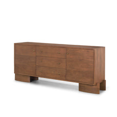 Jonan Medium Brown/Dark Aged Brass Wood 2 Door 3 Drawer Sideboard