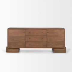 Jonan Medium Brown/Dark Aged Brass Wood 2 Door 3 Drawer Sideboard