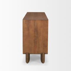 Jonan Medium Brown/Dark Aged Brass Wood 2 Door 3 Drawer Sideboard