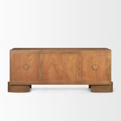 Jonan Medium Brown/Dark Aged Brass Wood 2 Door 3 Drawer Sideboard