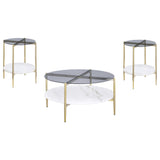 Jonelle Gold 3-piece Round Coffee and End Table Set - Ornate Home