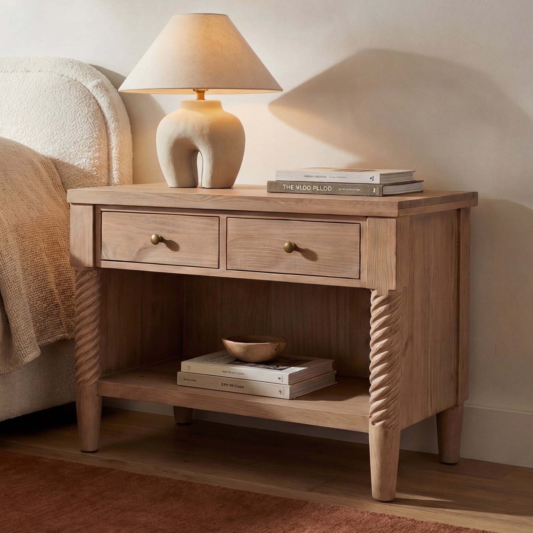 Joni Natural Nightstand - Ornate Home