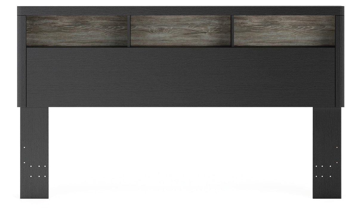 Jonnifer Black/Gray Lighted King Bookcase Headboard - Ornate Home