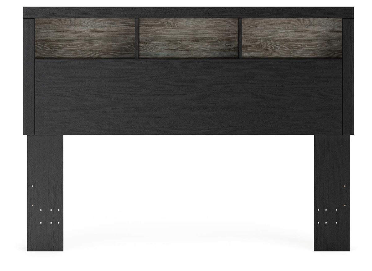 Jonnifer Black/Gray Lighted Queen Bookcase Headboard - Ornate Home
