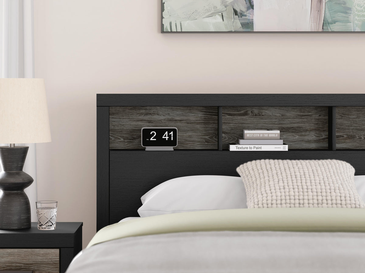 Jonnifer Black/Gray Queen Bookcase Headboard - Ornate Home
