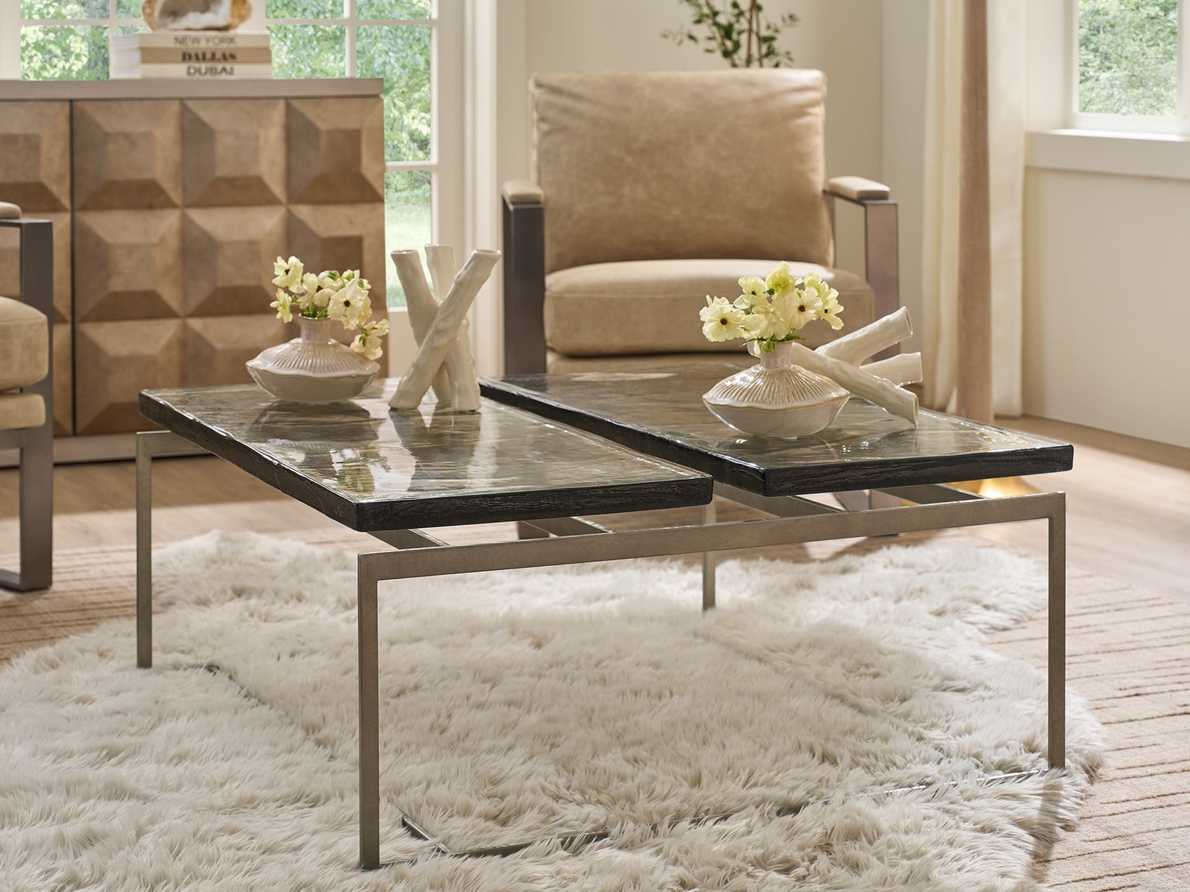 Jordan Antique Nickel/Smoke Cocktail Table - Ornate Home