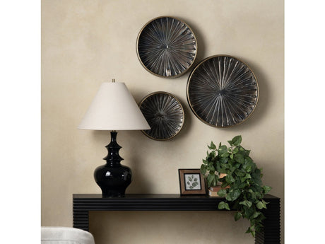 Jordan Bronze 3 Piece Round Metal Trays - Ornate Home