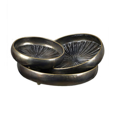 Jordan Bronze 3 Piece Round Metal Trays - Ornate Home