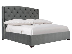 Jordan Grey Fabric Shelter California King Bed – Tall Headboard - Ornate Home