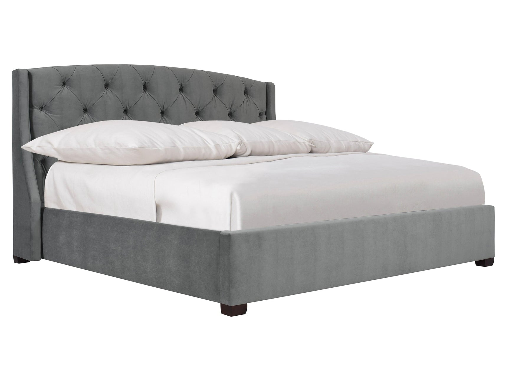Jordan Grey Low Headboard Fabric Shelter King Bed - Ornate Home