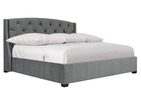 Jordan Grey Low Headboard Fabric Shelter King Bed - Ornate Home