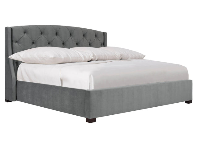 Jordan Grey Low Headboard Fabric Shelter King Bed - Ornate Home