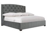 Jordan Grey Tall Headboard with Nailheads Fabric Shelter King Bed - Ornate Home