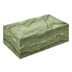 Jordana Green Marble Square Plinth Indoor - Outdoor Patio Concrete Coffee Table - Ornate Home