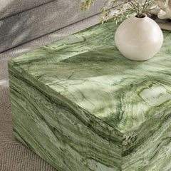 Jordana Green Marble Square Plinth Indoor - Outdoor Patio Concrete Coffee Table - Ornate Home