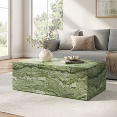 Jordana Green Marble Square Plinth Indoor - Outdoor Patio Concrete Coffee Table - Ornate Home