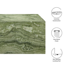 Jordana Green Marble Square Plinth Indoor - Outdoor Patio Concrete Coffee Table - Ornate Home