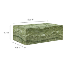 Jordana Green Marble Square Plinth Indoor - Outdoor Patio Concrete Coffee Table - Ornate Home